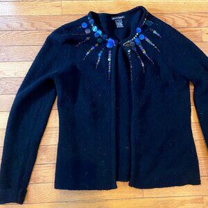 Alexandra Bartlett Sweater Black Acrylic/Wool/Nylon Blend w/Iridescent Decor SzS